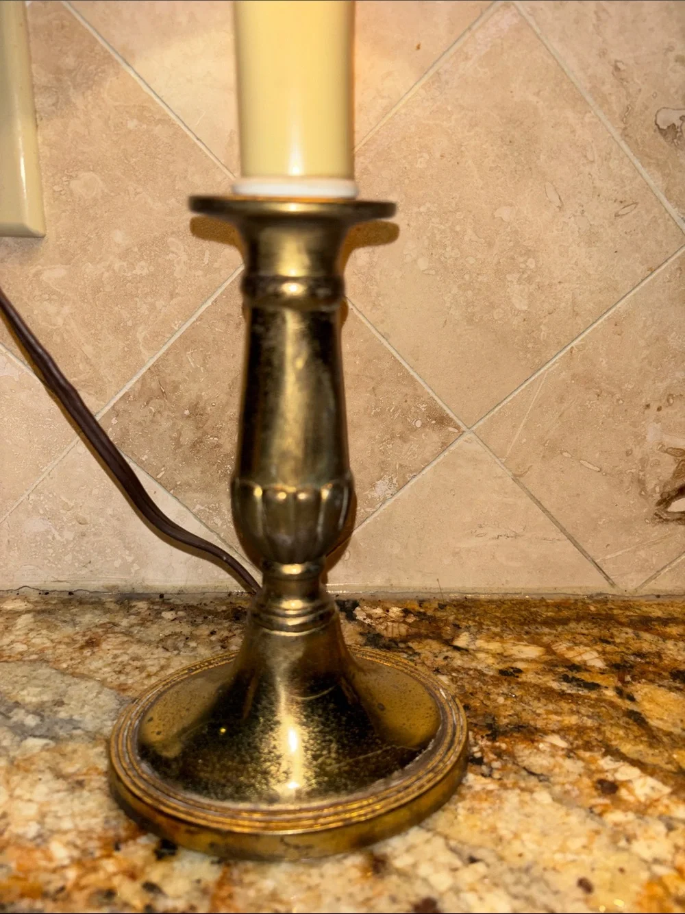 Vintage Heyco Brass Table Lamp with Black Shade -